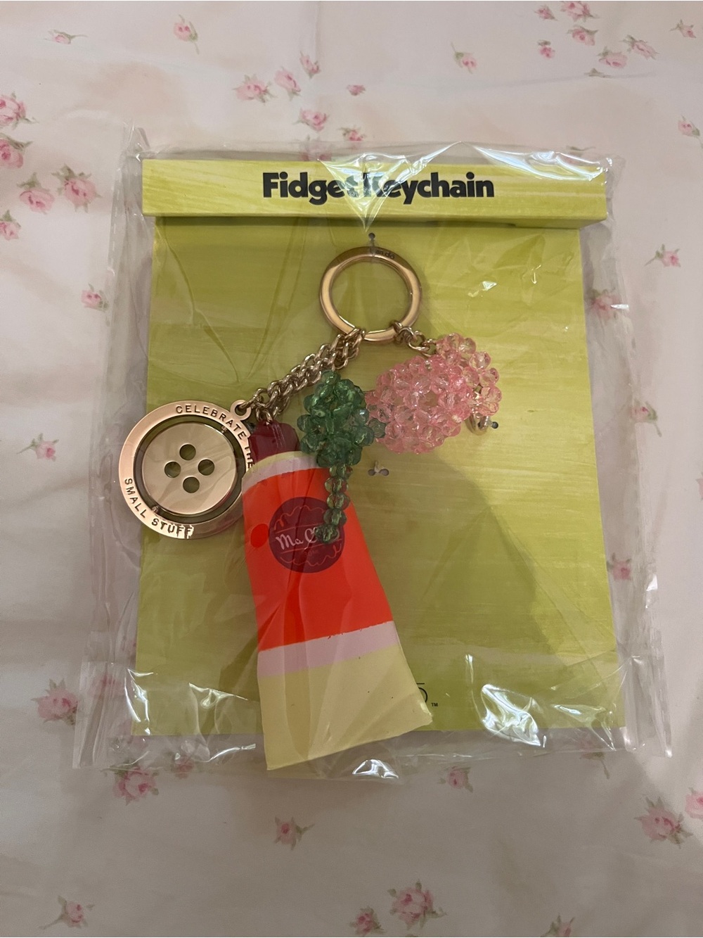 ban.do Multicolor Tube & Bead Fidget Keychain with Rose Gold Button Charm
